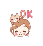 女の子と茶トラのにゃんこ | LINEスタンプ | Kumikumi